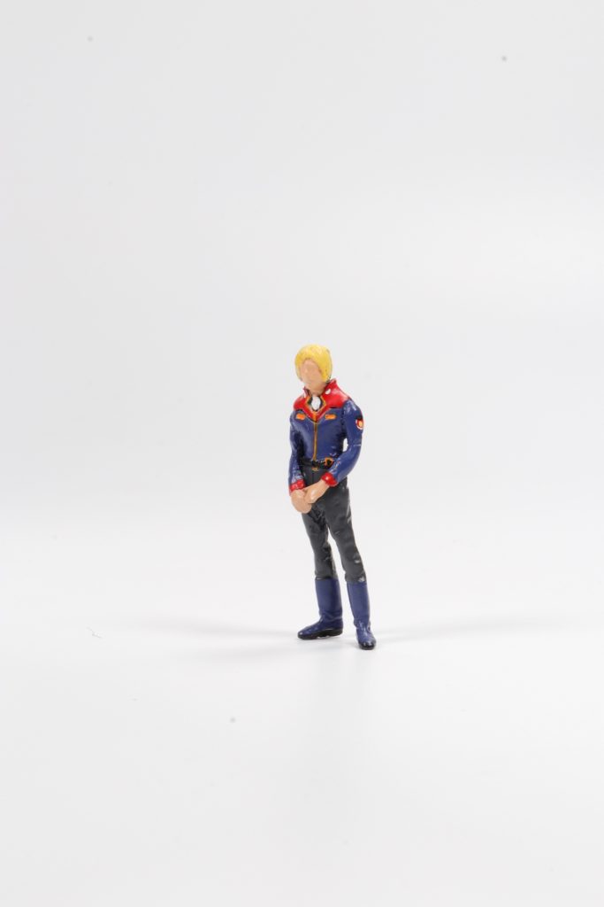 パイロットのエリアルド・ハンターはタミヤ&nbsp;の1/48ドイツ歩兵を改造したものになります。