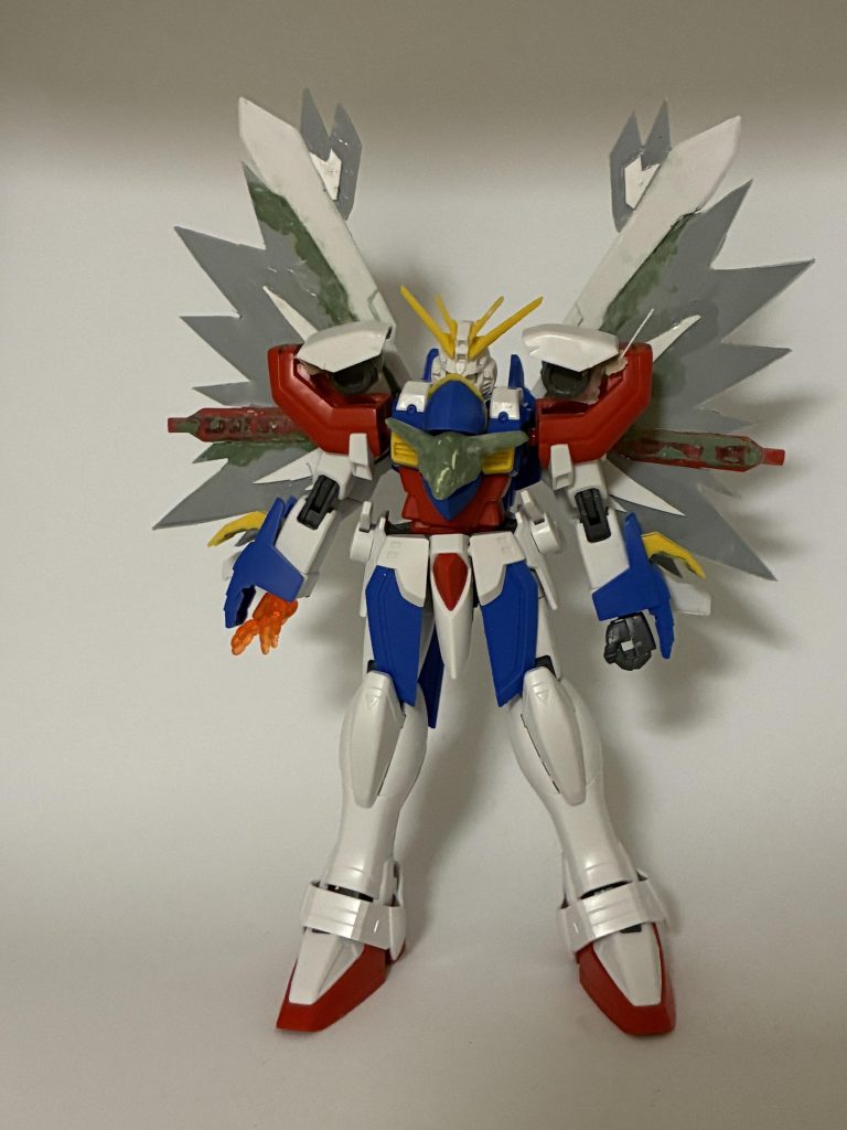 製作途中です。SDゴッドガンダムが手に入らなかったので、SDオリジナルの部分はプラ板とエポパテで作成しました。
