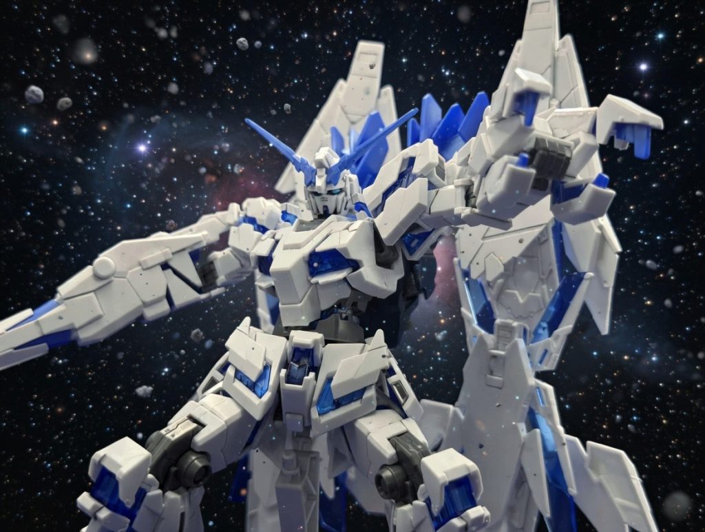 最後にアップでポーズHGながら下手なRGよりも組み応えのあるキットでした。ミキシングするのでこの姿もこれで見納めです。