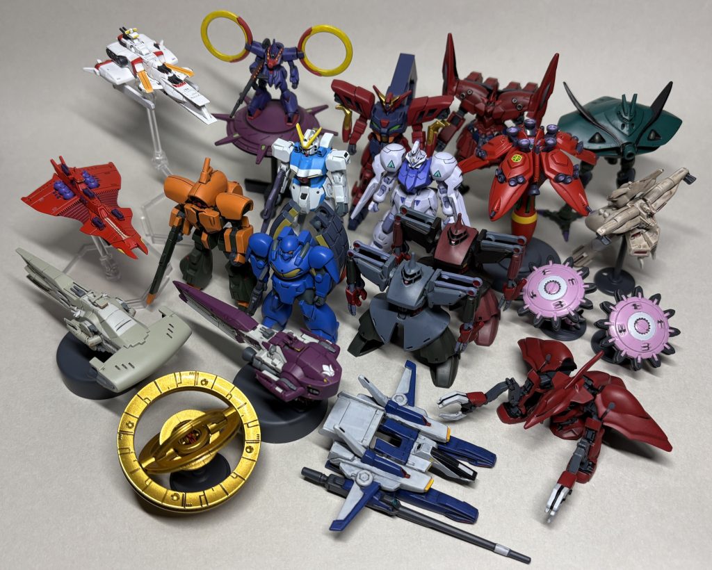 今まで塗装したガンダム名鑑ガムのプラモ立体化の機会の少ないものがけっこうあって、魅力的なラインナップです😊私の塗りたかったものはだいたい集めましたが、いくつか入手できなかったものもあるので、発売直後に集めておくべきでした。はじめに買ったのはザンネック、はじめに完成させたのはガンダムキマリスです。