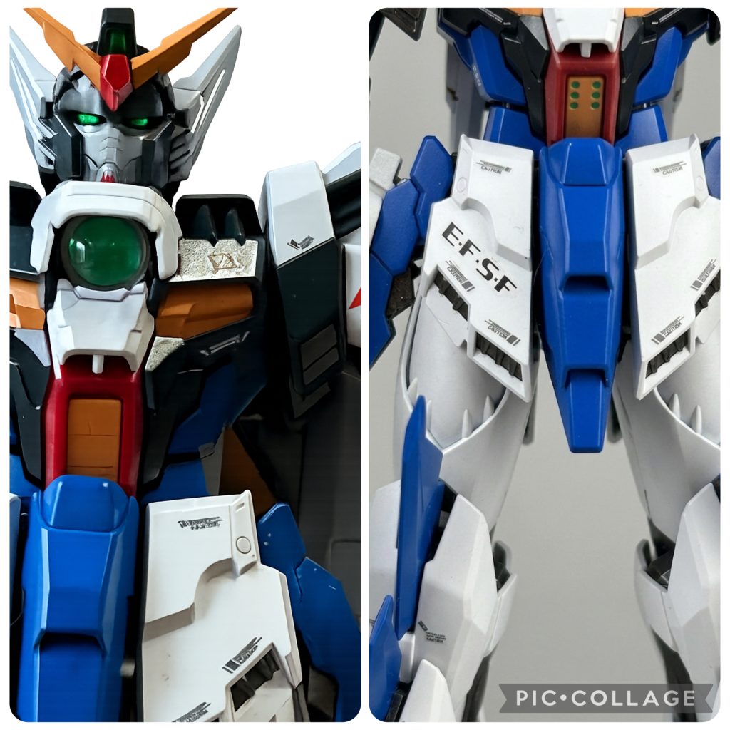 シルバーサフ後にピュアホワイト(プリキュアみたい)ミッドナイトブルー、ウルトラブルー、エヴァイエロー、レッド。フレームは黒サフ後にスターブライトアイアンで塗装しました。全てガイアノーツです。