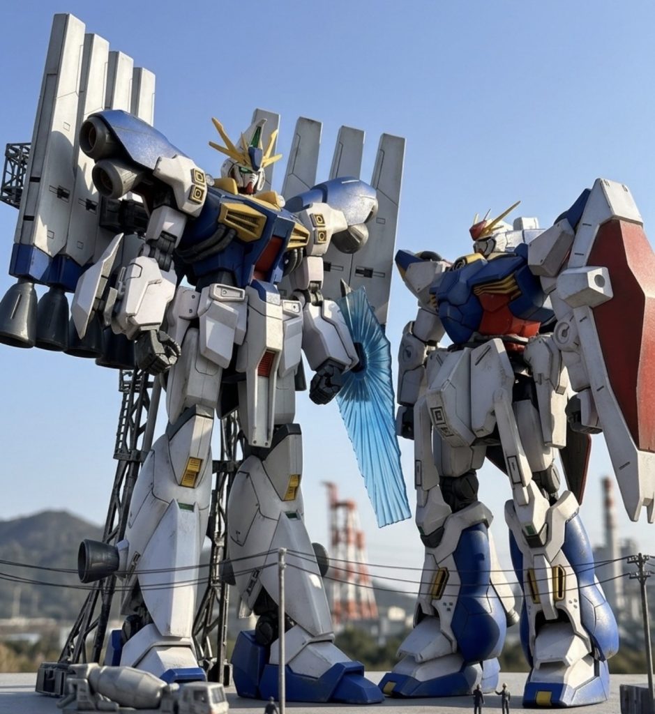 ※写真は運用計画：ZORIN SEED に対抗してコードネームが与えられたペルセウスガンダム（ゾーリン・シールド）、と仮想敵機オジマンディアスガンダム（ゾーリン・ソード）■ペルセウスガンダム 開発背景③こうして、回収された3号機フレームは単なる補修用パーツではなく、新たな設計思想のもとで再構築されることとなった。ペルセウスはその3号機を基盤とし、サナリィの次世代制御技術、ブッホの航空工学的設計、そして地球連邦軍工廠の実戦要求仕様を統合することで完成した機体である。正式機体名は「ペルセウス」、コードネーム「ゾーリン・シールド」。本機は単なる対抗兵器ではなく、アナハイム依存からの脱却を象徴する、連邦軍技術再編の到達点として位置付けられる。