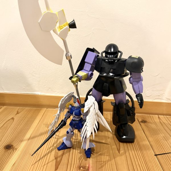 仮で斧作ってみました。。で、てけぇ、、、、MGのガンダムがhgサイズに、、天使のギャンなんて、、、（4枚目）