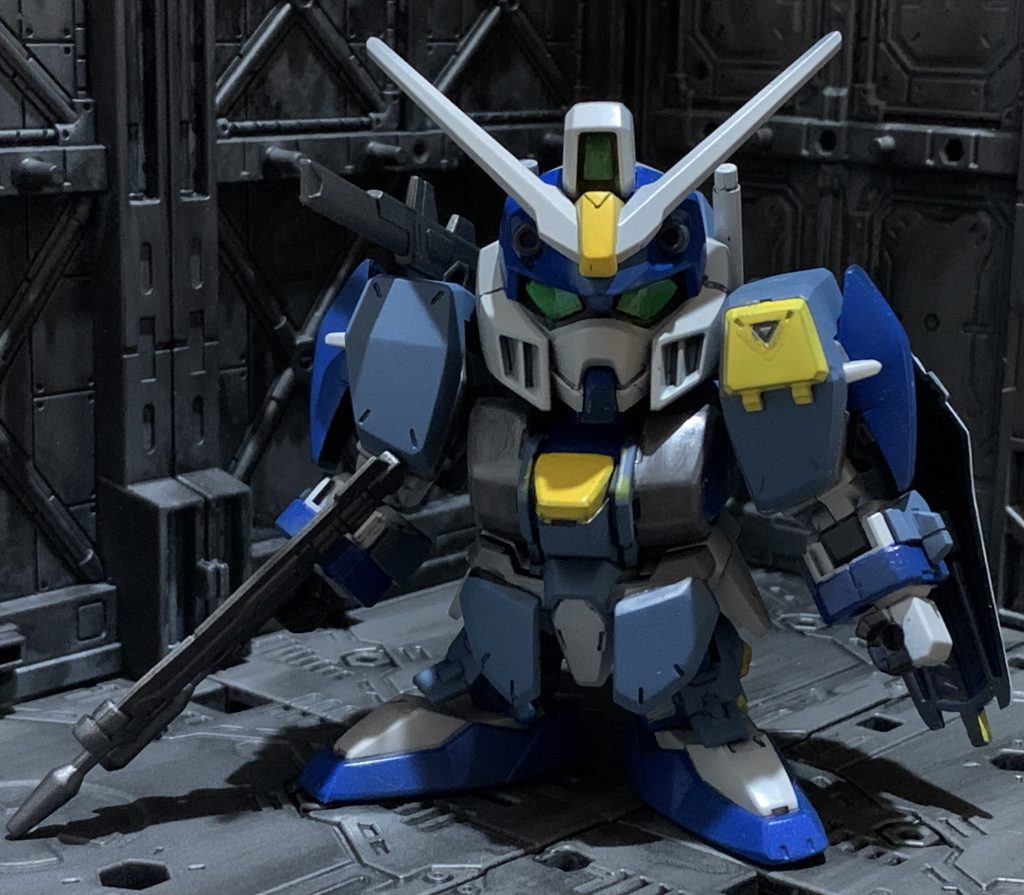 塗装レシピ白部：黒サフ→ニュートラルグレー2青部：黒サフ→インディブルーアーマー青部：黒サフ→ミディアムブルー黄部：黒サフ→MSイエロー武器部：ガンメタサフ緑部：黒サフ→ガンダムマーカーアイグリーン