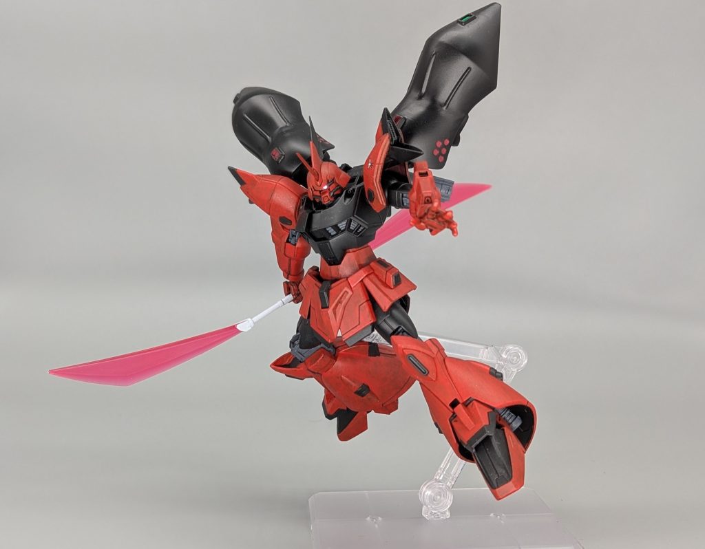 ベースはHGゲルググメナースを使用しました。そこから宇宙世紀に存在したMSVのゲルググ・ウェルテクスが、コズミック・イラの世界にも存在したらどんな感じになるだろうと考えながら制作してみました。