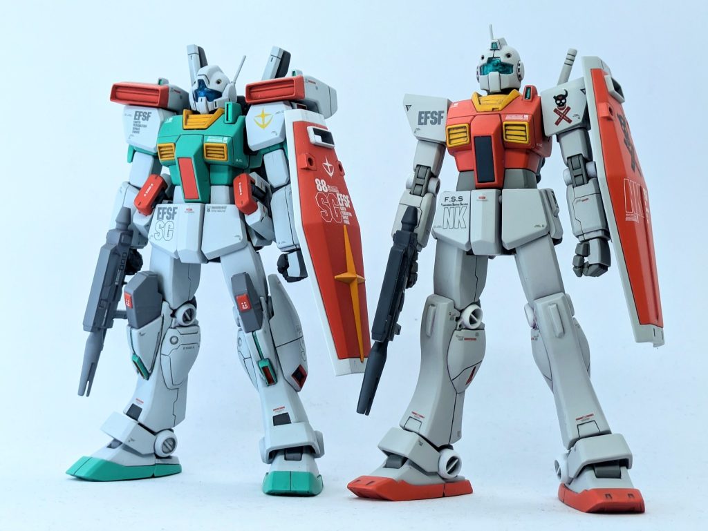 同じくオリジン系胸ブロックを使ったジムⅢ。ジムⅢはショルダーキャノン装備型、ジムⅡはジムスループです。同じに見えて形が違います。自分的にはスループのたれ気味ダクトが大好きです！
