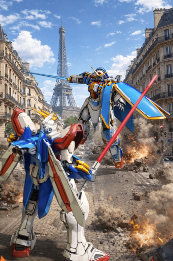 いかにもな背景🇫🇷での戦闘シーンです。(笑)