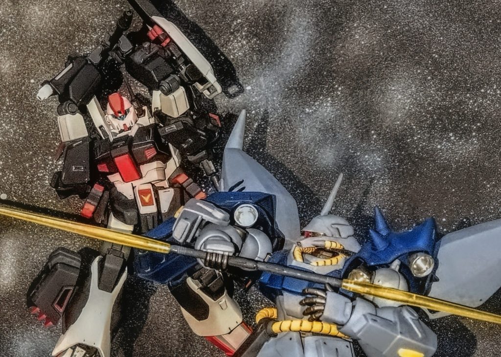 最後にギラ・ドーガウェルテクスとの対決シーン。以上ジェガンバートラムでした。何とか完成させましたが、完成前にスマホのトラブルでログイン出来なくなっていましたが何とか無事に解決して今はホッとしています。最後まで見て頂いてありがとうございました。