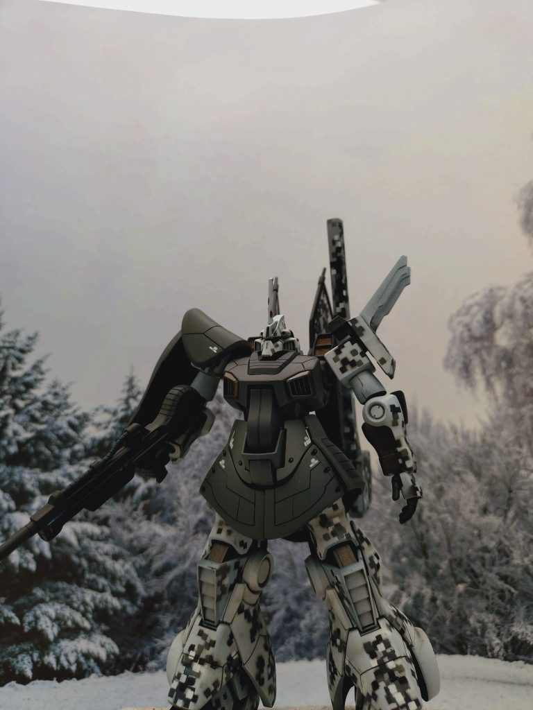 雪原写真を背景にジオラマを