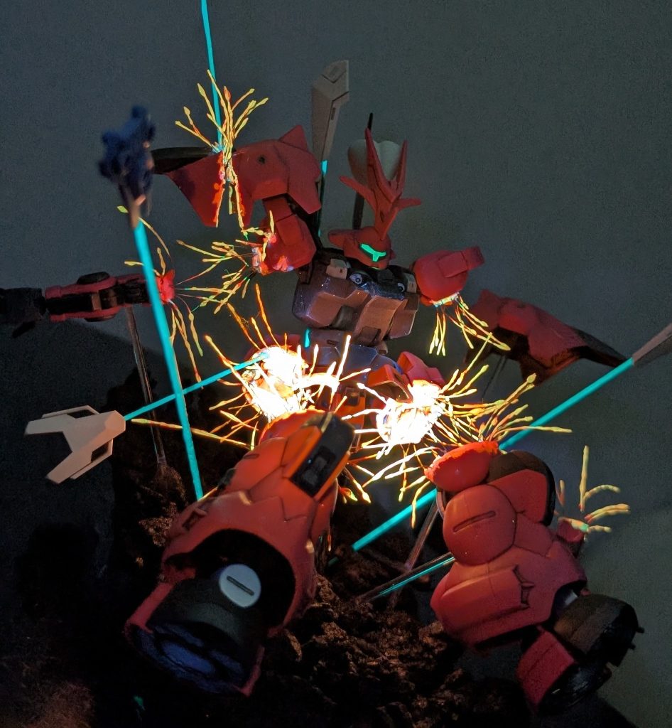 ボツ画像火花を太く大量にやってしまった失敗作…火花には見えなかった悲しき産物でした…