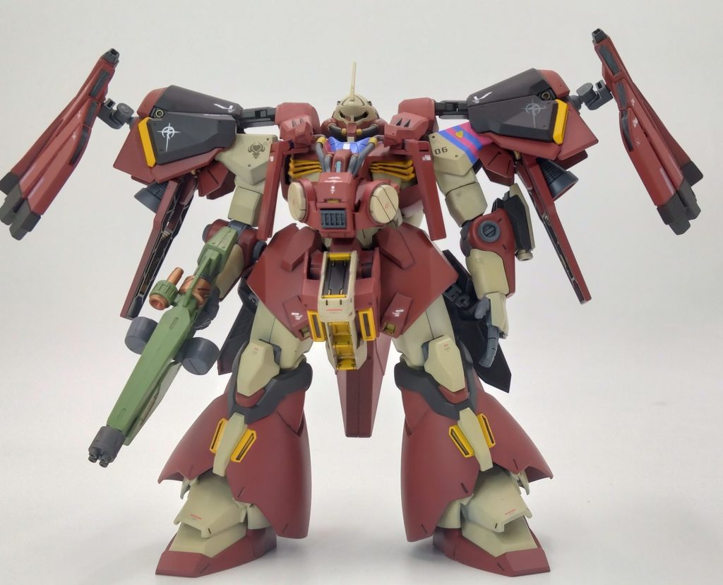 連邦に反省を促す俺閃光のハサウェイMSVMe-02R-１A　　　　　　　　　　　　　　　　　　　　　　　　　　　　　高機動型メッサ―　ハーラ・モーリー機武装頭部バルカン腕部ボックス型ビームサーベルビーム・マシンガンシェルフ・ノズル×8&nbsp;
