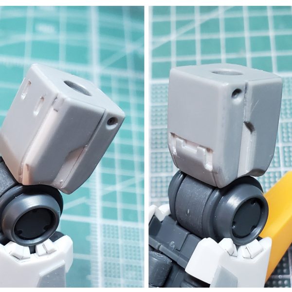 ハイメガランチャーにレドーム追加(エクリプスの肩パーツとビルダーズパーツ)二の腕がつるぺただったのでプラ板でディテール追加バックパックが重くなった分重心が後ろになったので踵を延長（2枚目）