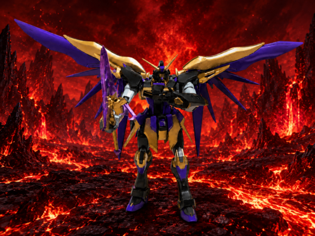デスティニーは敵のボスとかがのってそうな見た目のガンダムでかっこいいと思ってたので敵のボスっぽい呂布をイメージした塗装です