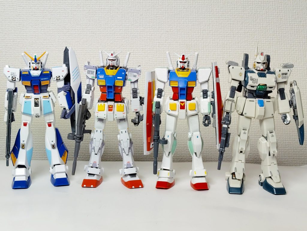 ガンダム比べ。ORIGINは脚が長すぎない堂に入ったプロポーションがいい！昭和ガンダムなら細身の脚長よりガタイの良いプロポーションの方がらしい。