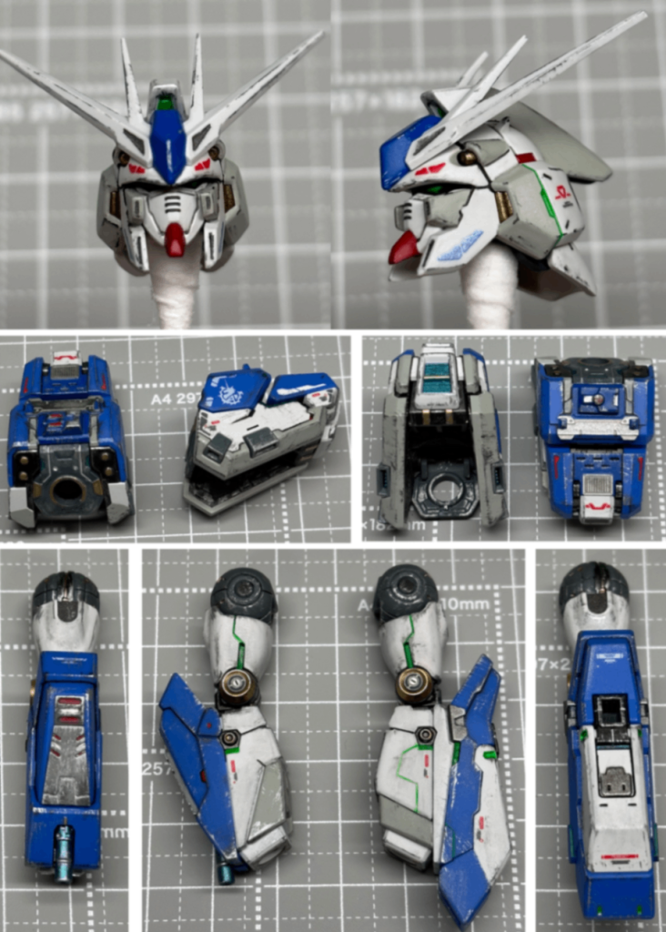 ガンダムフェイスも細かいところまで塗り分け。ディティールアップも。