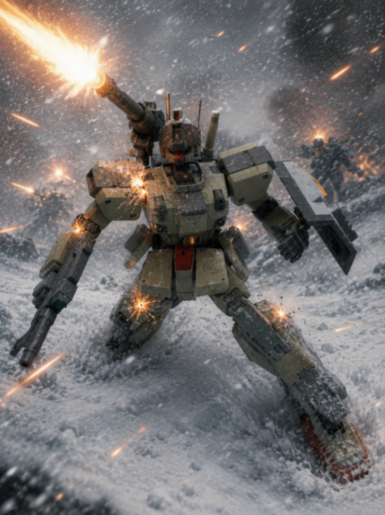 EZ-8【E】雪山戦闘で被弾しながらもキャノンで応戦している様子です。