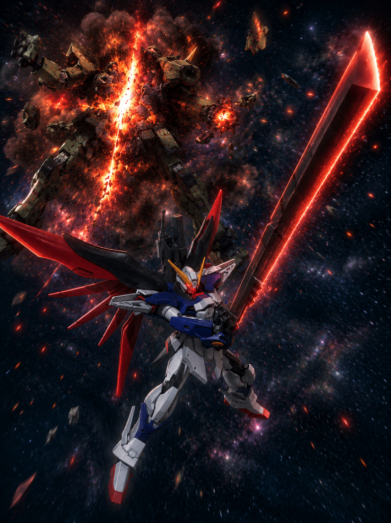 デスティニーガンダムアルター背中の武装をガンダムバルバトスの滑空砲とガンダムアスタロトのデモリッションナイフを持たせ顔をバルバトスルプスにしています。実体剣で破壊するのってグッとくるものがあります。