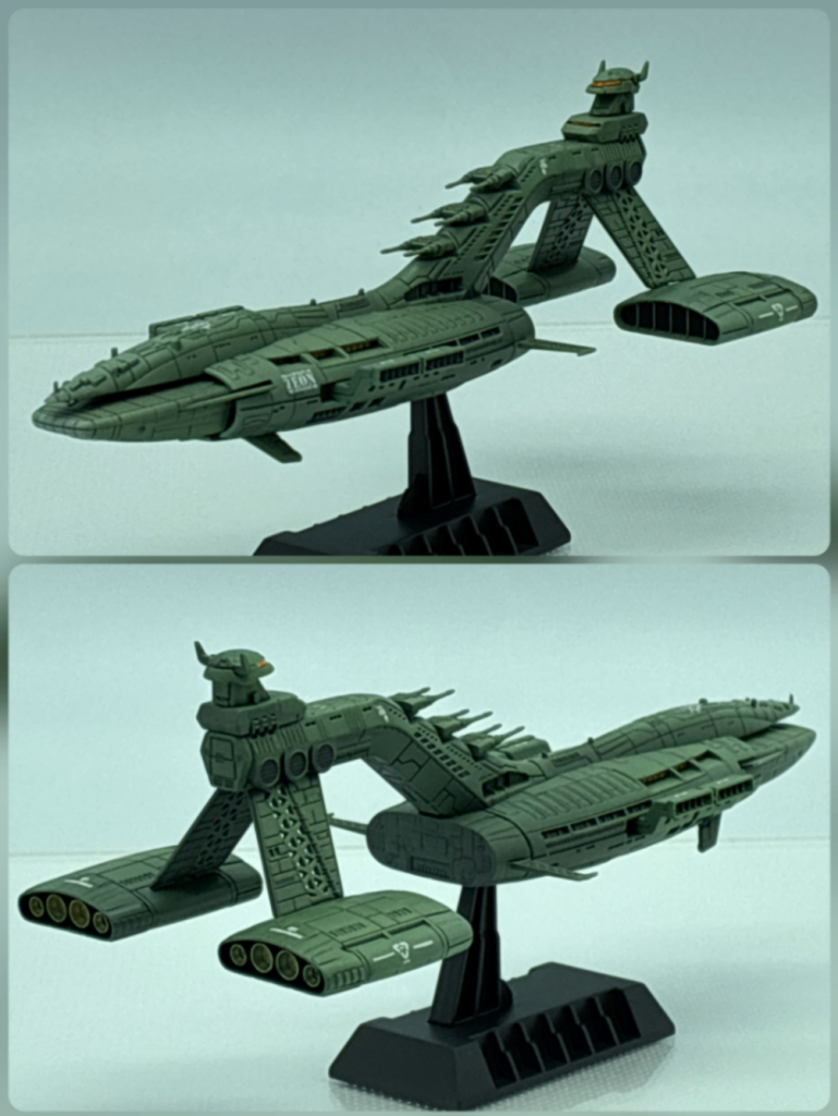 ムサイはEXモデルです。同シリーズの艦艇特有のしっかり刻まれた細かいディテールが目を惹きます。塗り分けはマスク地獄ですが、塗装すると実にカッコ良いです😃