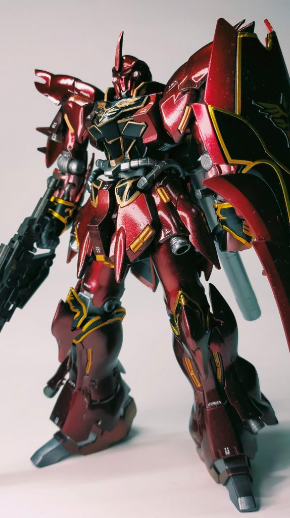メイン：下地つや消し黒＋ルビーレッド（Mrクリスタルカラー）+クリアーレッド（ガイア）＋トップコートクリア3+コンパウンド関節・パイプ・ノズル：メタリックブラック，メタルカラーアイアン，スターブラストアイアンなど