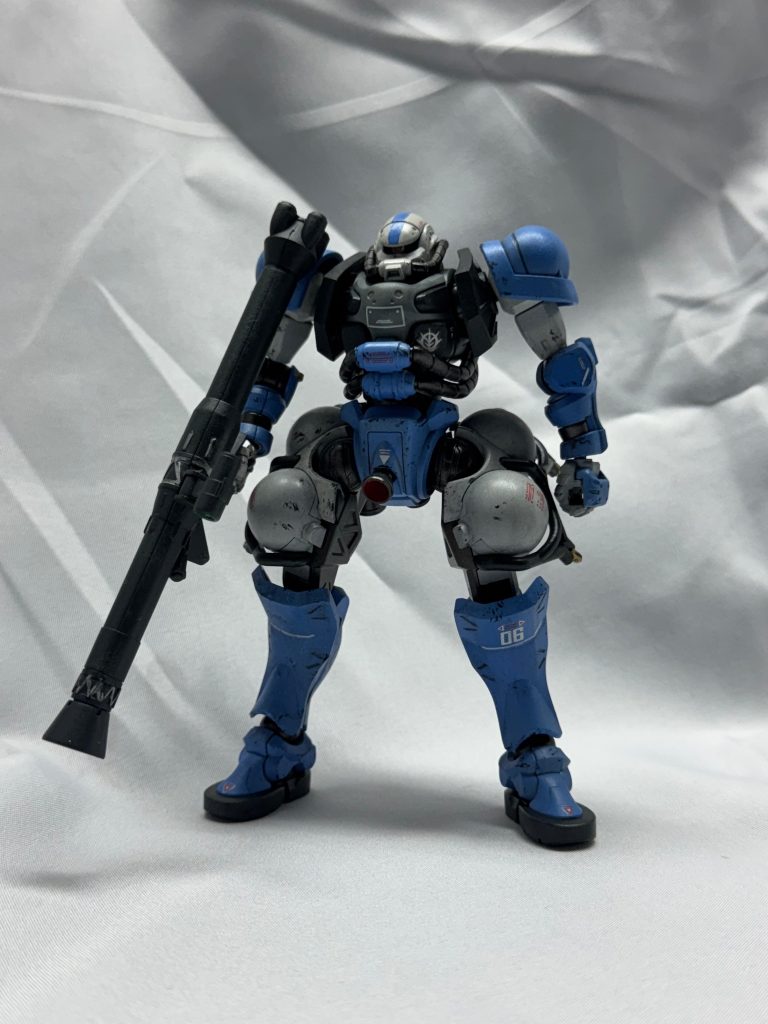 ジョニーライデンの帰還のザクⅡA型の回を思い出しながら作りました。撮影ブースがこの時から色々試して撮影してますが、箱を背景に置いていた方がオシャレ感が出てましたね。