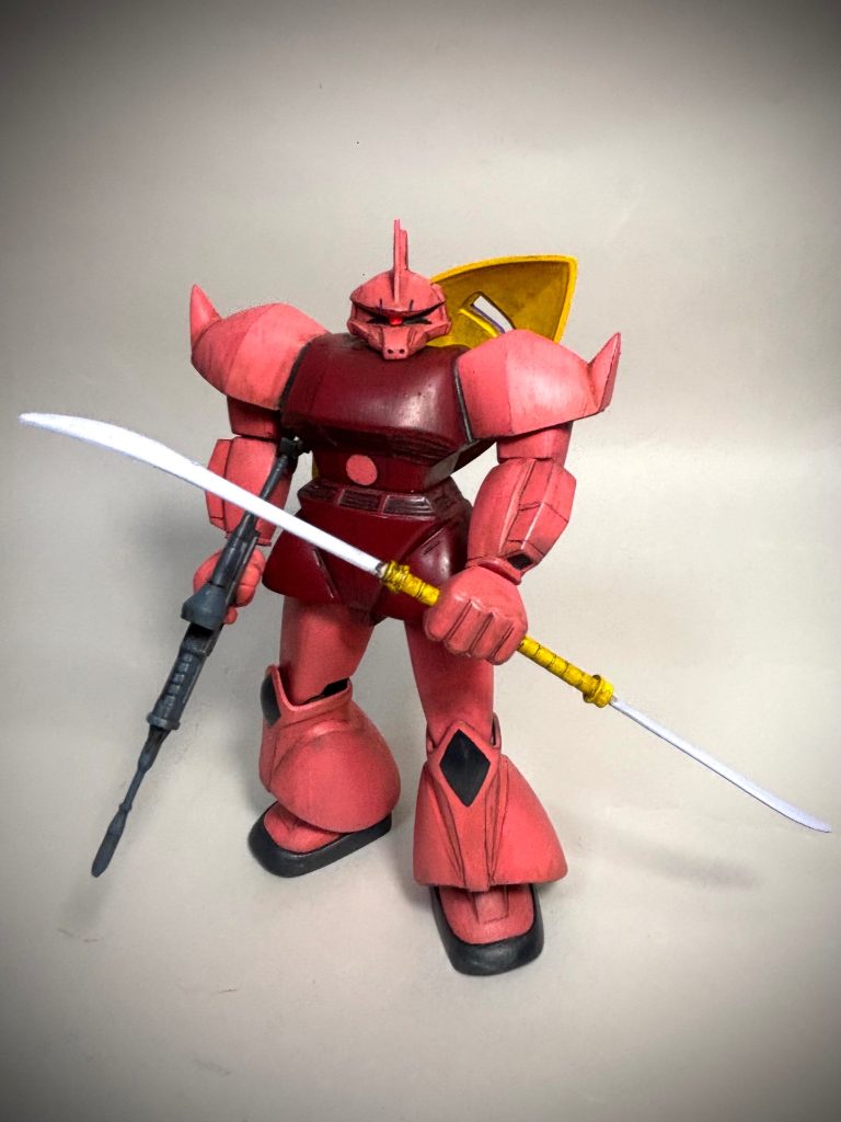 ゲルググはチャレンジし甲斐のある機体ですね。いつかまた挑戦し、次こそは丁寧に作りたいと思います。最後までご覧いただきありがとうございました。