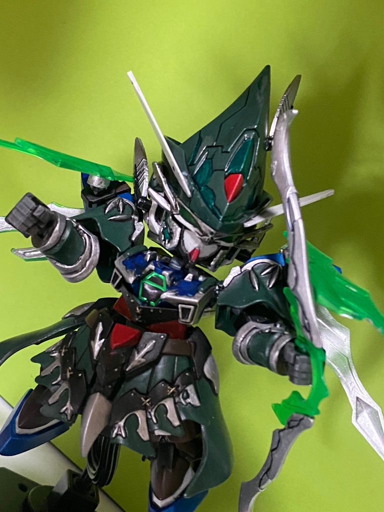 《エレメントアーム(弓)》を装備して必殺技《クワイエットゲイル》の構え！SDWHのキットはスタイルが良くてポーズが決まりますね！カッコいい(*≧∀≦*)