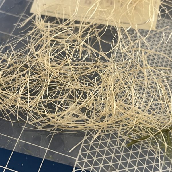 ジオラマに着手しました。今回使用する素材です。刷毛は草の素材として使用します。（4枚目）