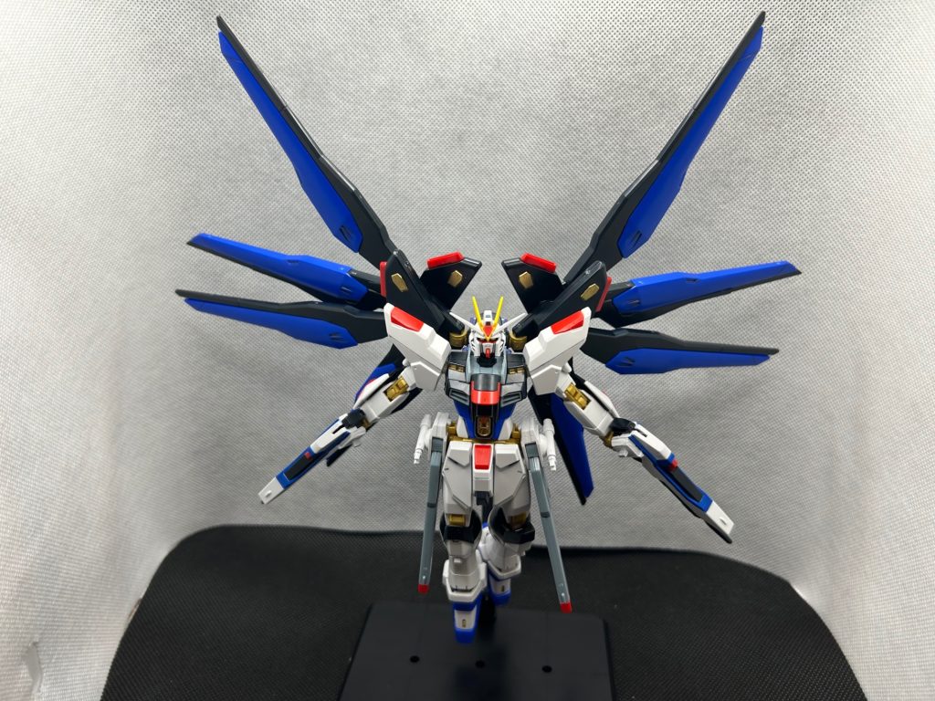 初期型ストライクフリーダムです。本キット事態は古いですがブルーパーツはニ式のランナー使い差し替えました。