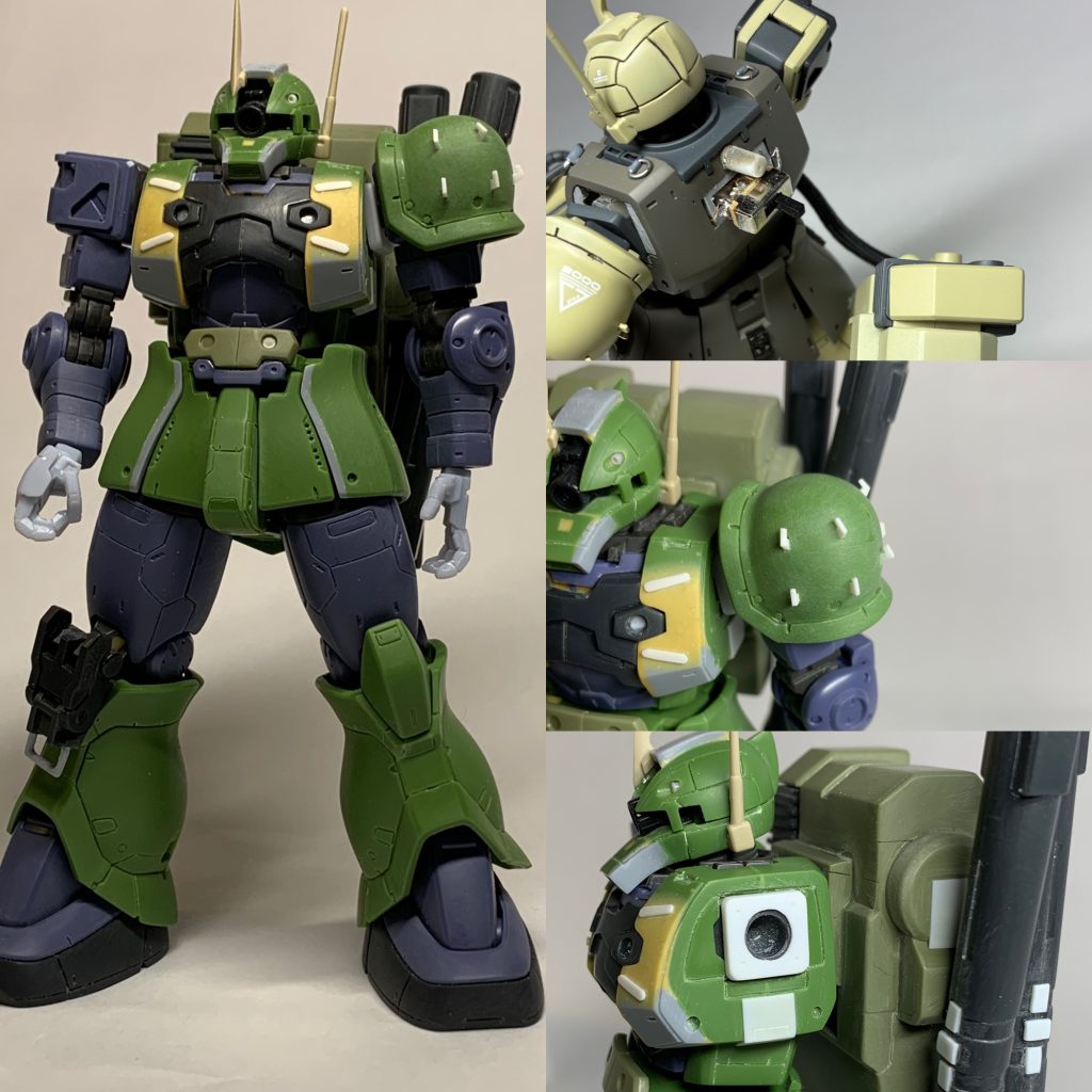 手首は3dプリンタで作ってます。何度でも出せたり、ちょっと変更したり、大きさ変えられるので便利です。今回左手はライフルを受けられるように指の位置を修正してプリントしました。左肩の突起は随分形が違うようだったので作り直してます。ランドセル外すとスイッチが出てきます。電池は本体側にありますが取り出して出来るようになってます。最後までご覧いただいてありがとうございました。