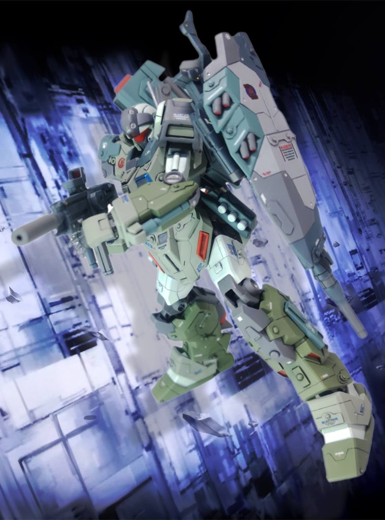 スナイパーライフルは、シールドにマウントできます。ジェスタのシールドは、ミサイルランチャーむき出しで怖いけどカッコよい！