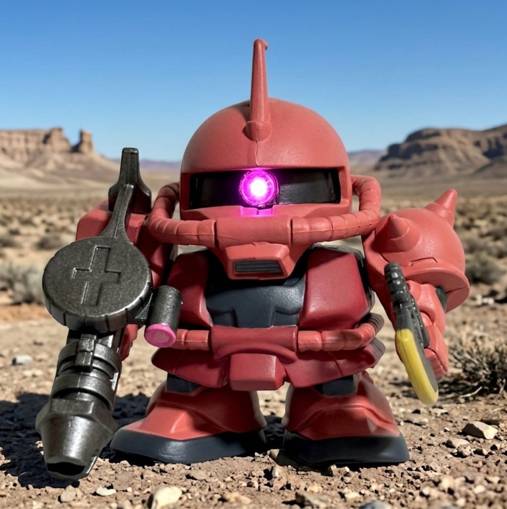 まずはシャア専用ザク。素体は初期BB戦士のジョニーライデンザク。これといった改造はせず、モノアイにHアイズを使用した。