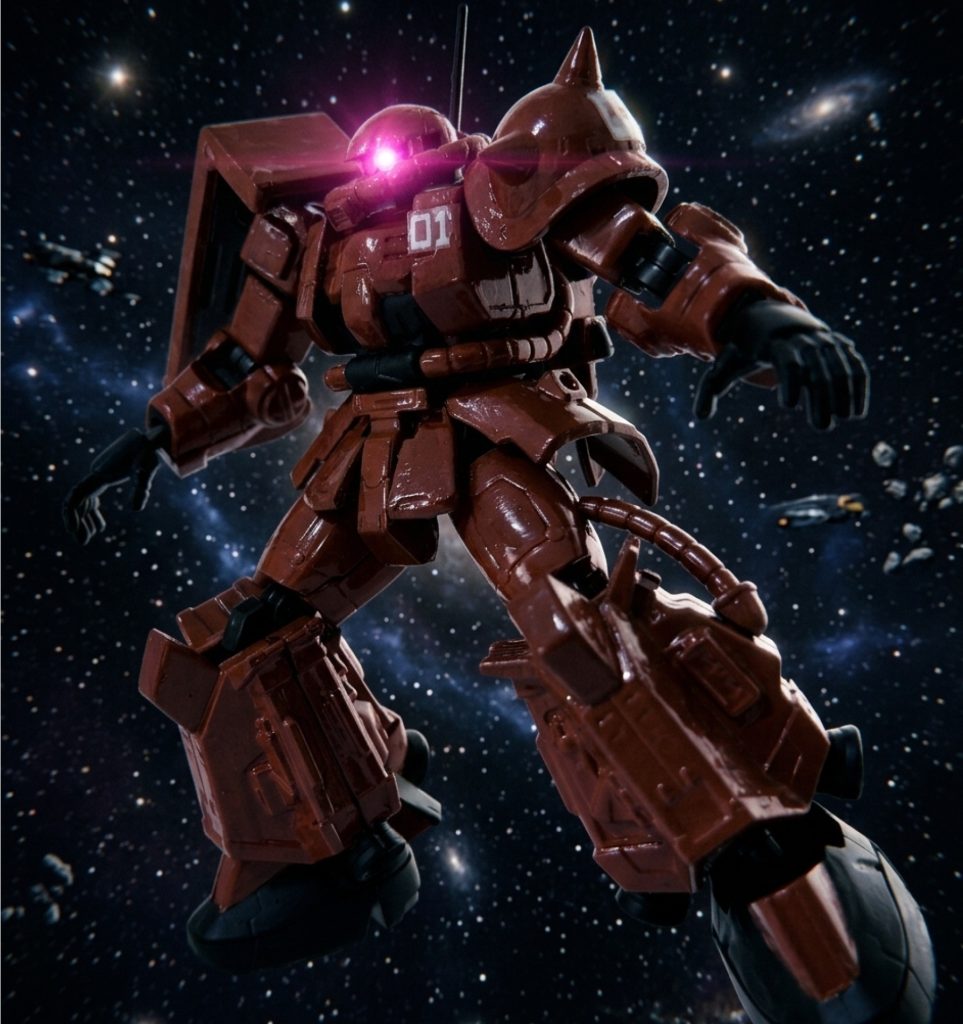 旧キットもいいけど、最近のシャープなデザインのGフレームもこれはこれで魅力があってカッコいい(zaku-kao5)
