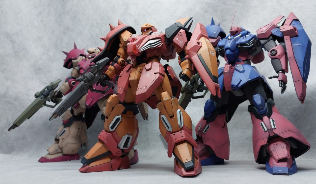 ■デカール　「閃光のハサウェイ汎用①」のガンダムデカールに加え、ヴェルテクスデカール・アンプコーションデカール・ラインデカール等を織り交ぜて使用しました。