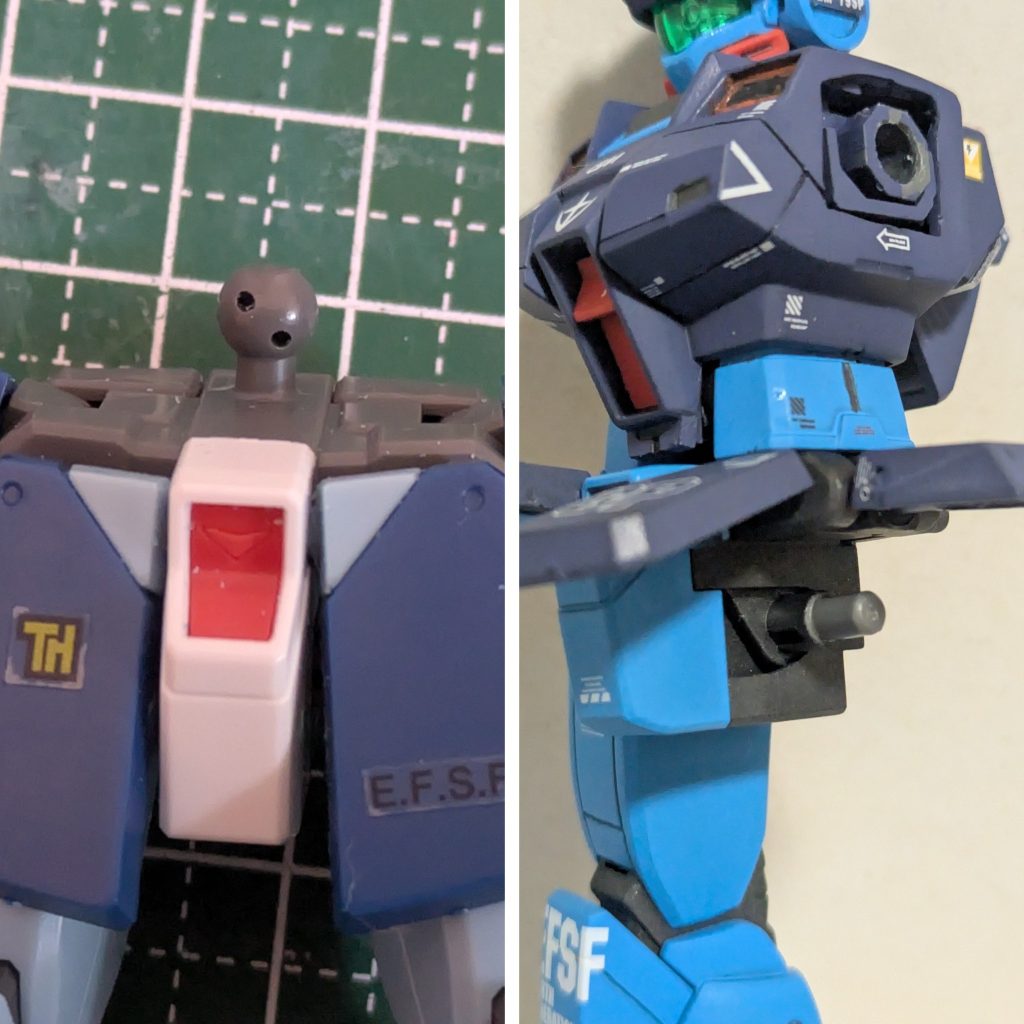腰部パーツは無改造ですが、スカートのジョイントを少し削って加工しています。