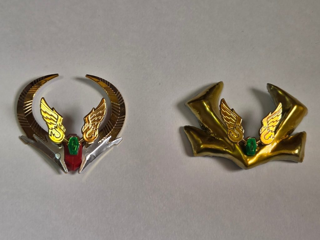兜飾りはLEGEND二代目頑駄無大将軍と同じサイズになるよう制作しました。元キットと比較すると倍近いサイズになりました、ちょっとデカすぎましたw