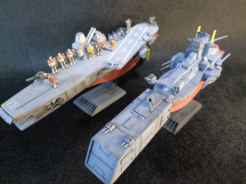 魔改造艦同士で。サラミス級空母いずもIIと並べてみました。今回の方が普通？ですねw最後までご覧いただきありがとうございました。