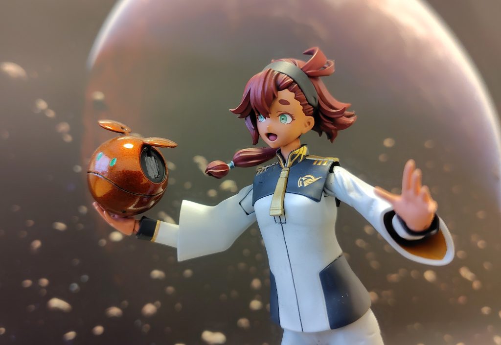 セットで作ったエアリアルの仕上がりと合うようにアニメとリアルの中間くらいを狙って仕上げました。（髪色とかハロとか、、、）