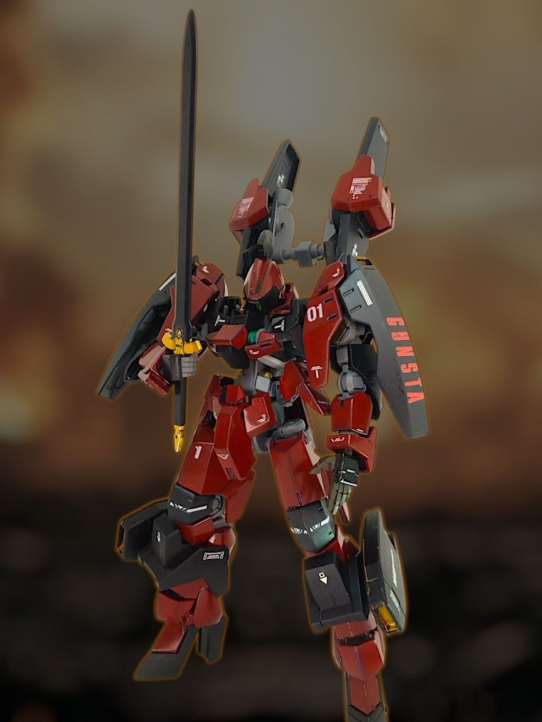 ライフル以外、すべてキット付属のパーツで作りました(gundam-kao6)バックパックも脚部も付属の余剰パーツを使いボリュームUp