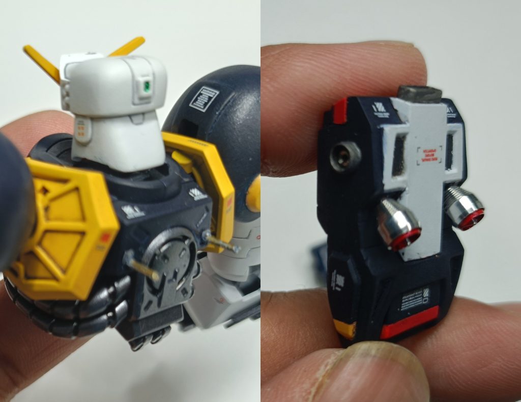 コアランダー合体機構の再現は諦め、真鍮線で接続する方式を取りました。バーニアはメタルに交換