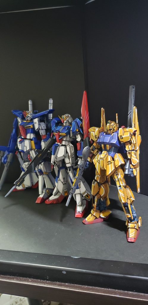 ガンダムチームも残す所あとマークIIのみです。製作時期の違いでハイライトや影色の配置や濃淡が違いますがガンダムチームはカラフルなのであまり違和感はないですね。