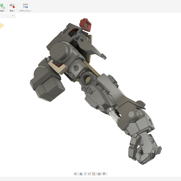 モデリングの進捗です〜。腕全体が見えてきました。ハンドパーツも新たに作りおこし。肩周りは特に回転軸が多くて、プラモ並みの可動を実現しようとするとめちゃくちゃ大変w全体のシルエットもほぼ固まった感じ。&nbsp;（2枚目）