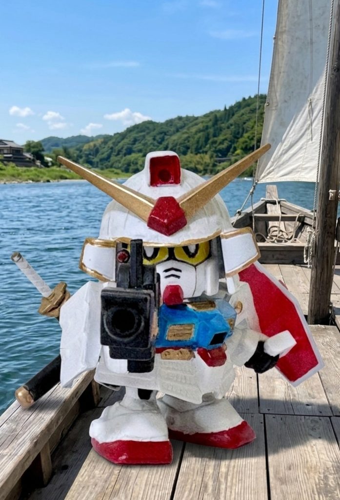 舟の上から狙い撃ち。やはりガンダムは銃とシールドが似合う(gundam-kao6)