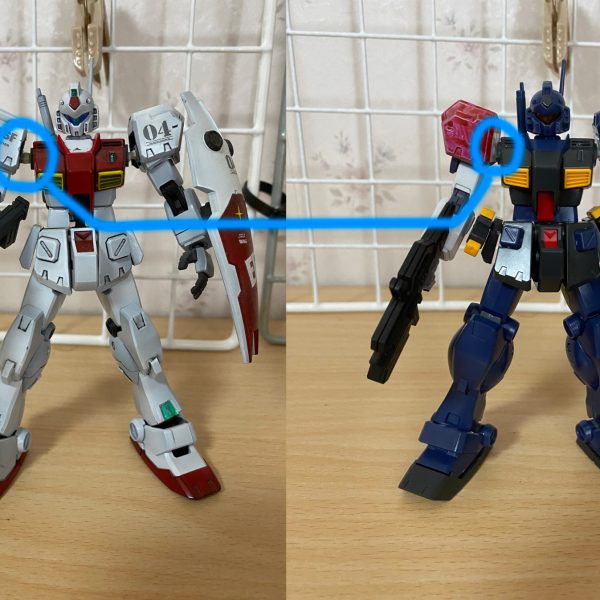 現在難航してた肩パーツの稼働範囲を広げることに成功しました。ようやく第一歩前進です、今後は全塗装とさらなる改修でジムクゥエルの改造をしていくつもりです（2枚目）