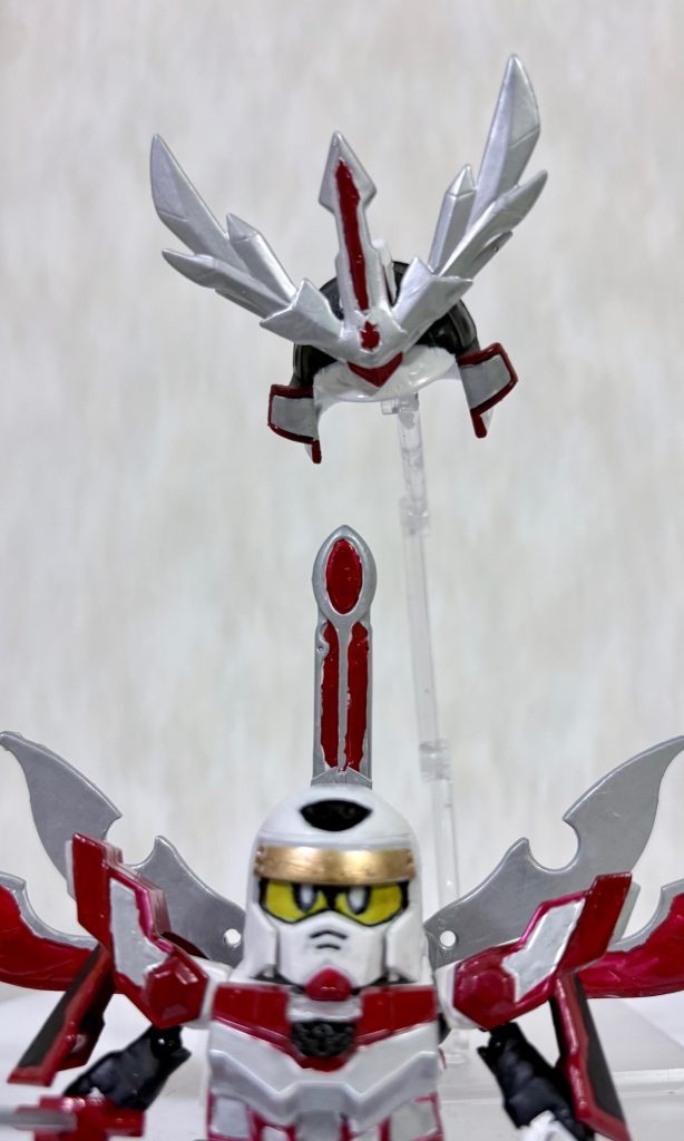 なお武者の頭部を使っているので内部搭載のスプリングギミックで兜が勢いよく飛んでいく。今ではこのギミックも見かけなくなったなぁ・・・(gundam-kao9)