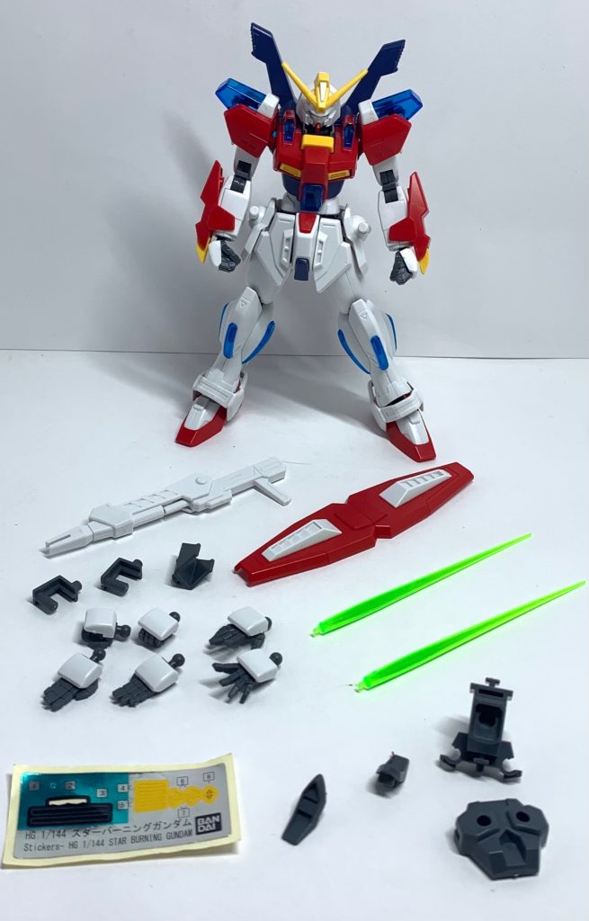 最後に付属品パーツ等で。基本的に「HGBFT ビルドバーニングガンダム」の関節を流用させたものですね〜かなりオーソドックスなガンプラなのでいろいろとミキシングが捗りそうなデザインですね！稼働範囲等は申し分ないので遊べるキットではないでしょうか！＊＊＊ビルドダイバーズ二次小説「陰キャアイドルはGBN〈惑星〉を救いたい。」こちらのつぶやきによる【試し読み】またはpixivにて更新中です〜！◇◇◇またハーメルン版「陰キャだけどアイドルはじめてGBN〈惑星〉を救う話。」も同様に更新中です〜！二次創作にご興味のある方はぜひ〜！