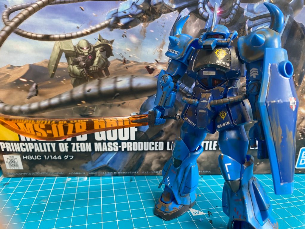 完成後、改めてカッチョ良さを実感(zaku-kao6)唯一無二のフォルム、唯一無二の武器がたまりません🩷以前、グフ・カスタムを作りましたがグフにしかないカッコ良さがありますね👍『グフ・カスタムとは違うのだよ、グフ・カスタムとは』
