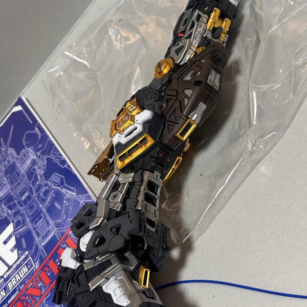 ここまでで10日掛かってます。塗装とエッチング、３Dメタリックシールを貼りながら完成しました。外装をつけたら、スミイレもエッチングも３Dメタリックシールも全て隠れます。努力がなかったことに。。。カーモデルの足廻りやエンジンルームと同じで、ボンネット開けたりホイールの脱着しない人には不要なディテール。しかし、作り込む。PGUだし、やっておきたくなります。次は腰部と胸部みたいです。電飾もあるので、慎重に作業せねば。（2枚目）