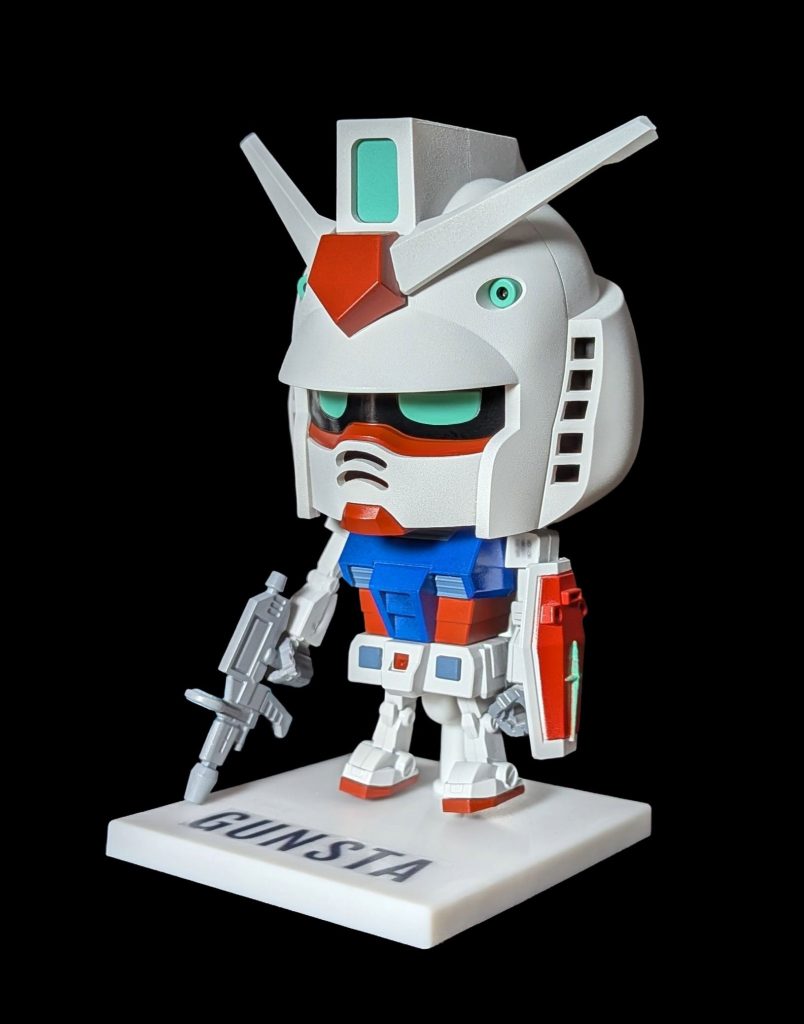 私は文書ドヘタなので文字よりブツだろ、って事でガンプラくんをGUNSTAブランドカラーのみで塗装してみました