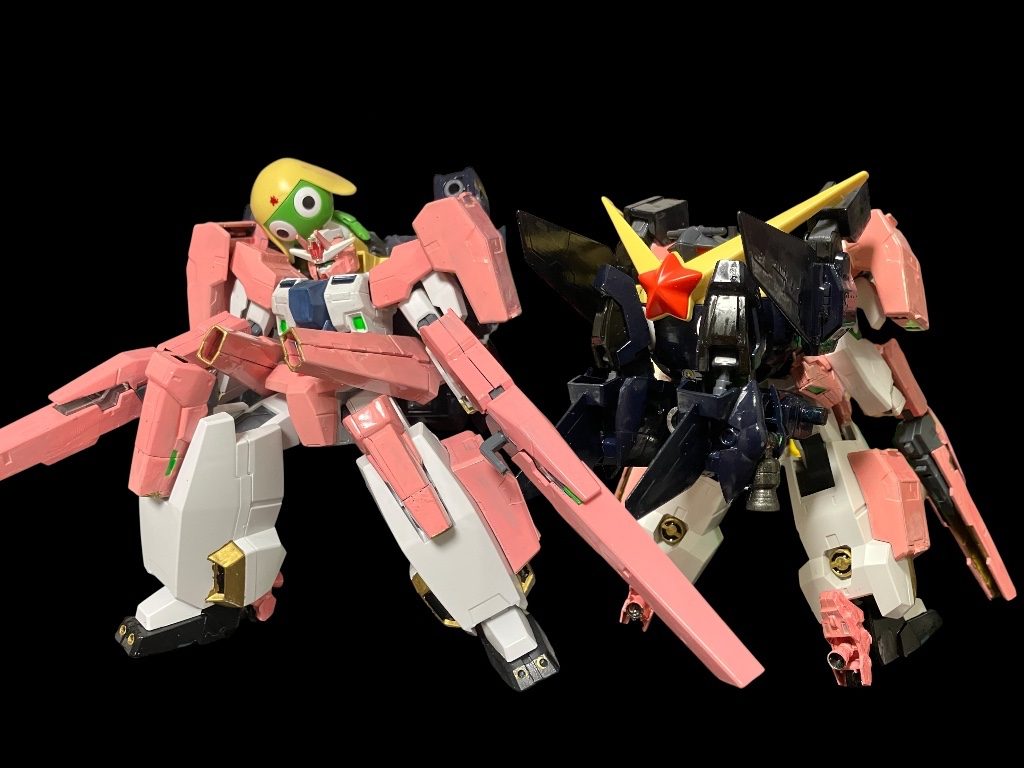 ケロヴィーガンダムⅡ。背部のセラフィムをロストしたセラヴィーガンダムとケロロロボの合体コラボ^_^