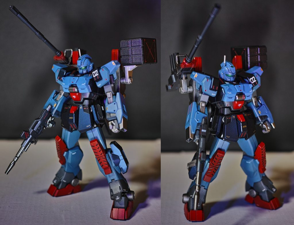 ガンダムEz-SR2エリミネーターGUNDAM Ez-SR2 ELIMINATORブルーをベースに差し色は赤、SR2だけ首も延長しています
